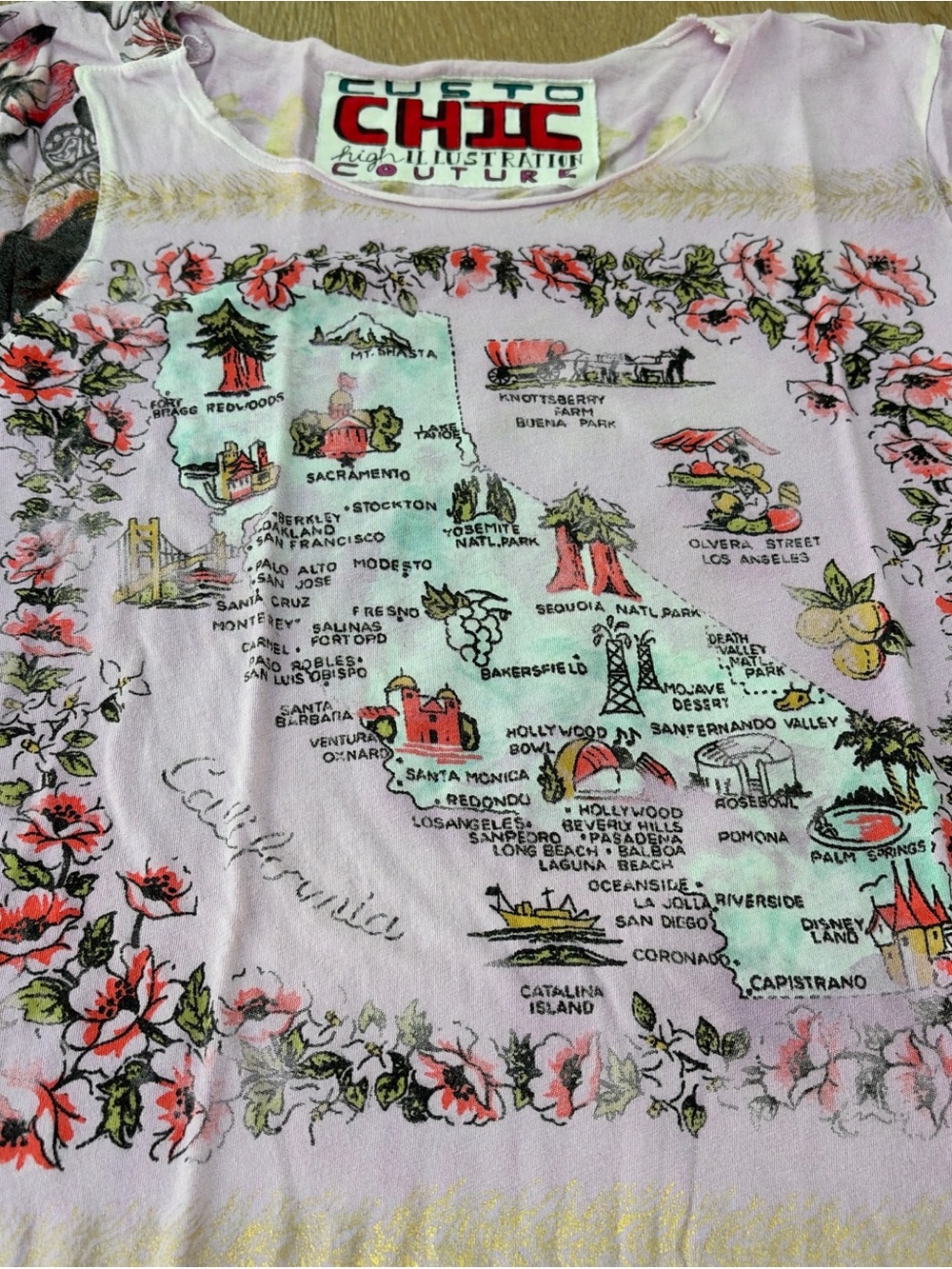 Custo Barcelona Lavender Short Sleeve Map Print Tee
